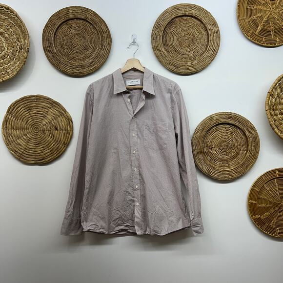 Everlane Long Sleeve Button Down Shirt Mens XL Cotton Striped Red Cream Preppy - Picture 2 of 8